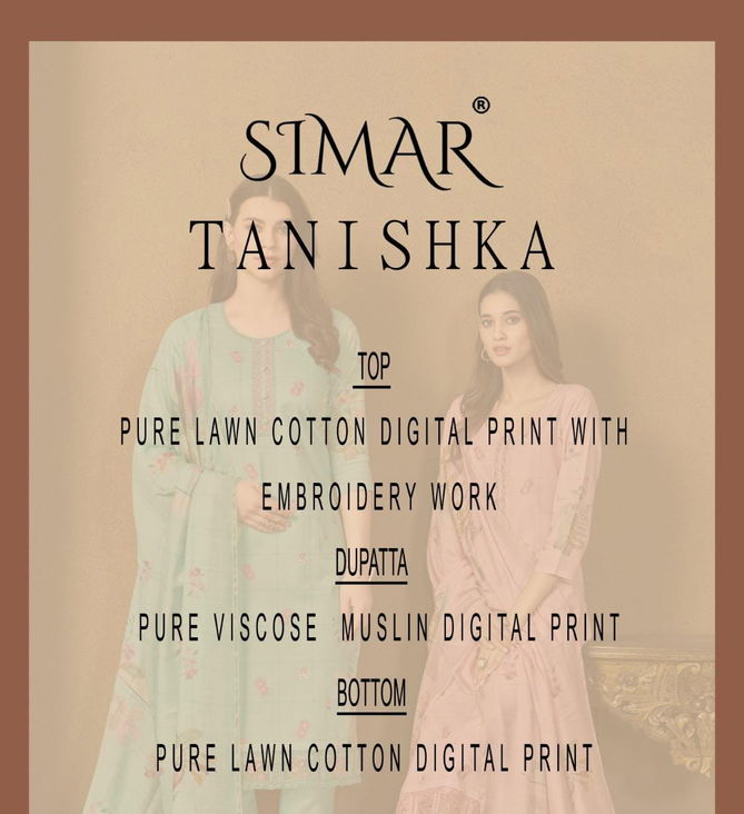 Tanishka Glossy By Simar Digital Printed Lawn Cotton Dress Material Wholesale Online